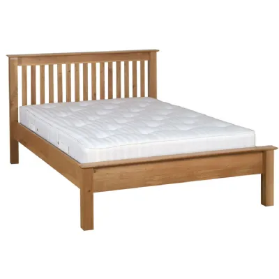 Lacquered White Oak Double Low Foot End Bed Frame