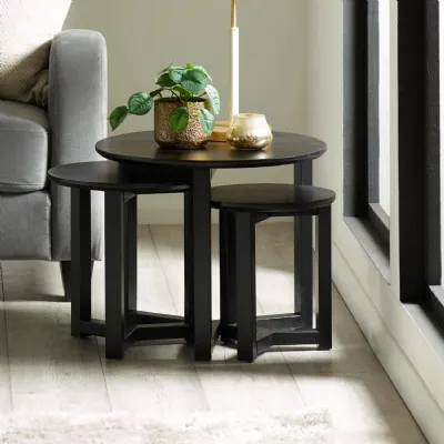 Nidri Black Nest Of 3 Tables