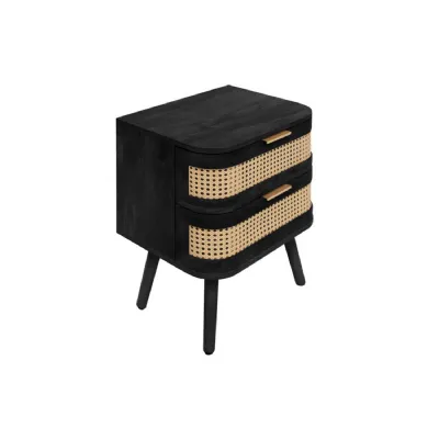 Noah 2 Drawer Bedside Black