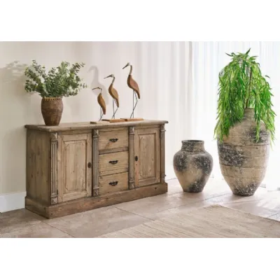 Traditional Weathered Pine 2 Door 3 Drawer Sideboard
