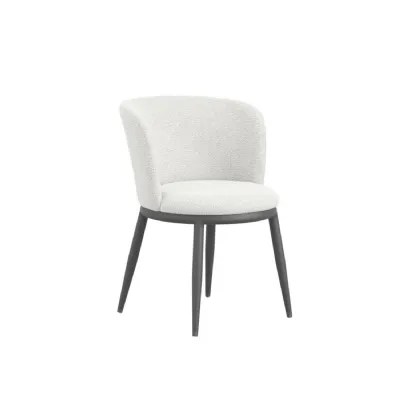 Ivory Textured Fabric Dining Chair with Black Metal Legs