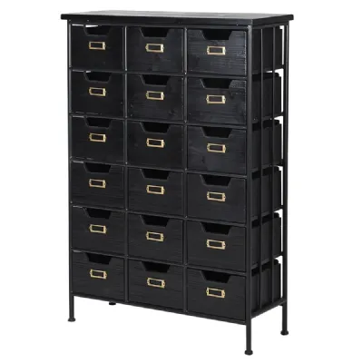 Tall Black Multi Drawer Cabinet