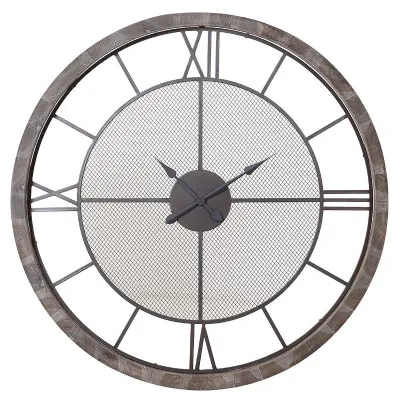 Trending Large Round Metal Wall Clock With Outer Wooden Frame