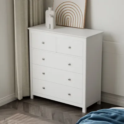 White Wood 2 Over 3 Chest of Drawers