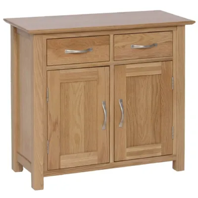 White Oak Lacquered 2 Door 2 Drawer Small Sideboard