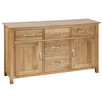 White Oak 2 Door 5 Drawer Sideboard Dresser Base