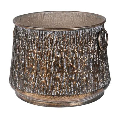 Textured Gold Round Planter