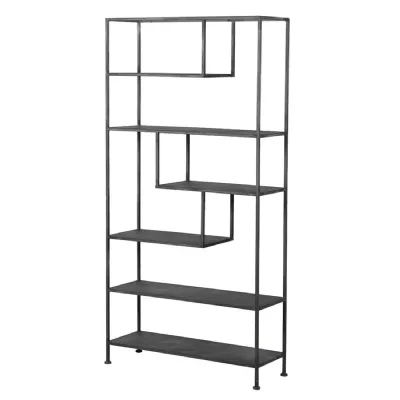 Black Metal Abstract Multi shelf Display Unit