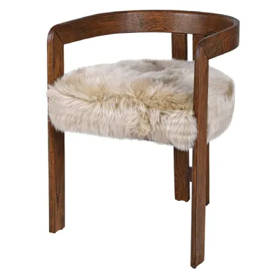 Oak Sheepskin Dining Chair