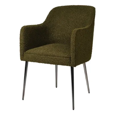 Olive Faux Sheepskin Dining Chair