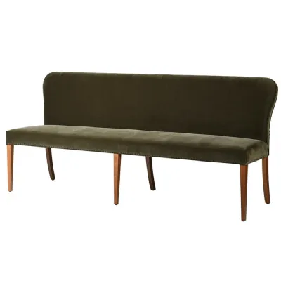 Olive Velvet Dining Bench