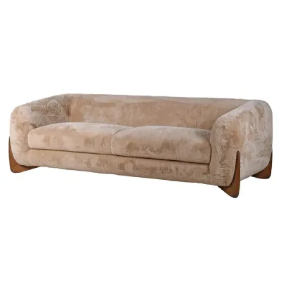Taupe Faux Sheepskin 3 Seater Sofa