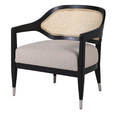 Black Rattan Back Chair