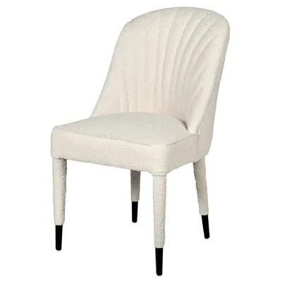 Cream Bouclé Fan Back Dining Chair
