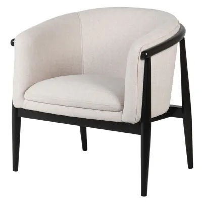Malbis Linen Curve Back Chair with Black Frame
