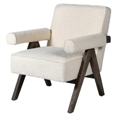 Ivory Boucle Accent Chair