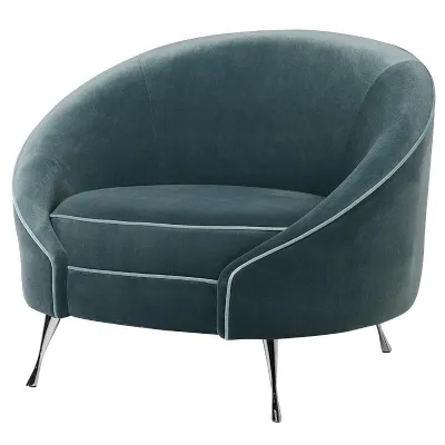 Teal Curve Back Round Accent Chair