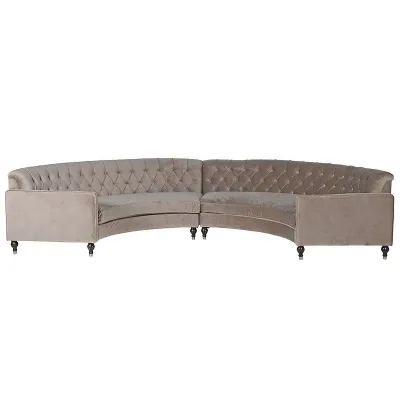 Modern Taupe Coloured Upholstered Statement Double Curve Sofa