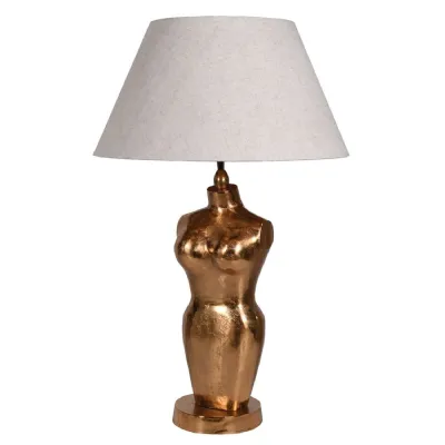 Gold Voluptuous Table Lamp with Linen Shade