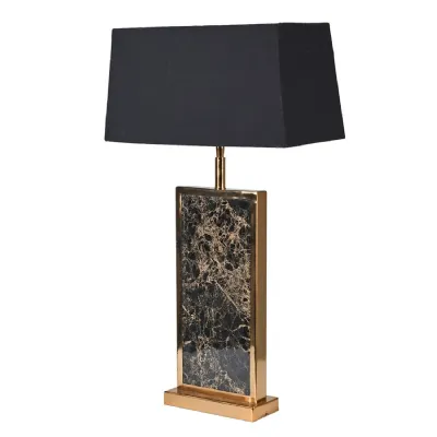 Marble Effect Black and Gold Table Lamp with Shade