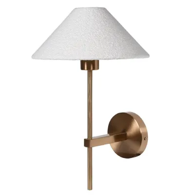 Brass Wall Light with Cone Boucle Shade