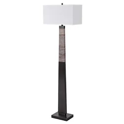 Pillar Marble Floor Lamp with Shade