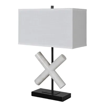 White 'X' Marble Table Lamp