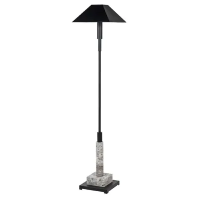Black Marble Floor Lamp with Metal Shade