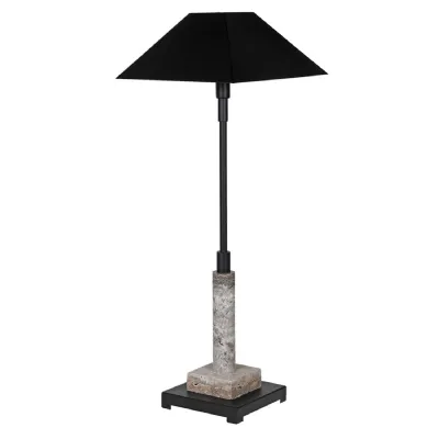 Black Marble Table Lamp with Metal Shade
