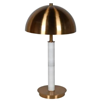 White Marble and Gold Domed Table Lamp