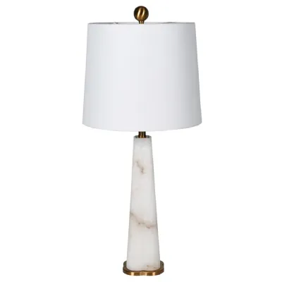 White Alabaster Conical Table Lamp with Shade