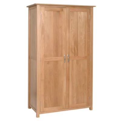 Lacquered Oak 2 Door Double Hanging Wardrobe