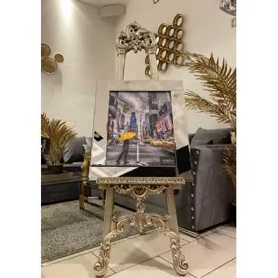 New York Scene Yellow Umbrella Wall Art Mirror Frame