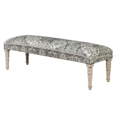 Blue Turkish Rug Pattern Bench