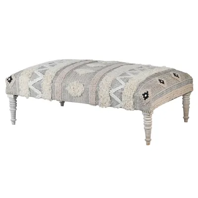 Aztec White Tuft Bench