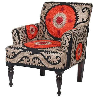 Orange And Black Crewelwork Berere Chair