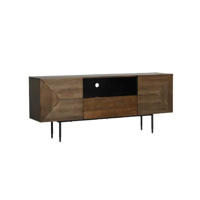 Brown Smoked Oak Large Sideboard with 2 Doors 1 Drawer