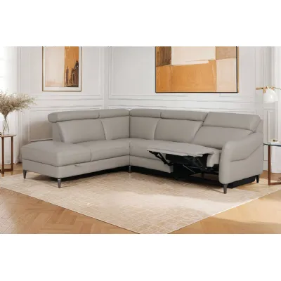 Stone Fabric Large Electric Corner Recliner Sofa LHF