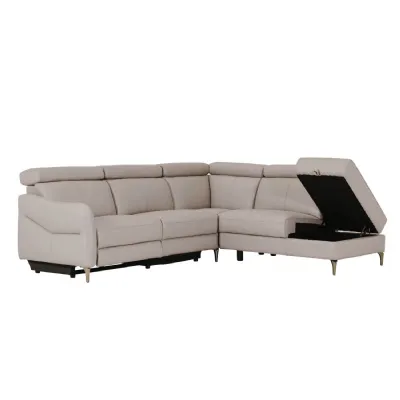Stone Leather Large Electric Corner Recliner Sofa RHF