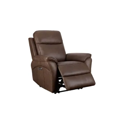 Brown Leather Upholstered Electric Recliner Chair
