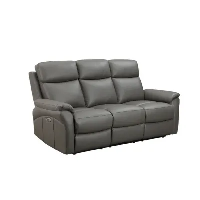 Truffle Leather 3 Seater Electric Recliner Sofa with USB