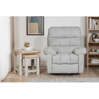 Grey Textured Fabric Manual Glider Swivel Recliner Chair