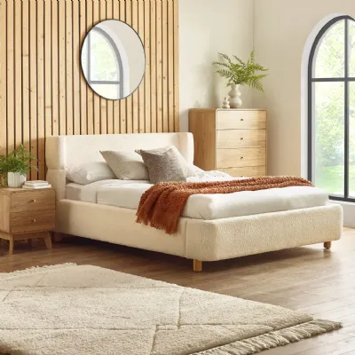 Obreon Cream Boucle Upholstered 135 cm Double Bed