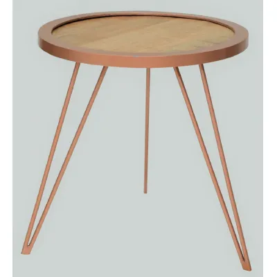 Modern Round Copper Leg Lamp Table