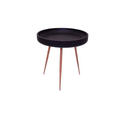 Modern Black Mango Wood Copper Leg Lamp Table