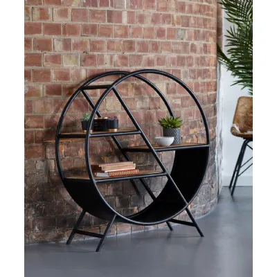 Cosmo Industrial Round Open Bookcase