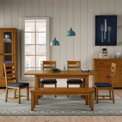 Modern Natural Oak 4 to 6 Seater Extension Dining Table with Integrated Leaf