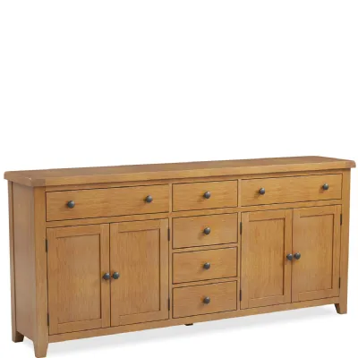 Traditional Solid Oak 4 Door 6 Drawer Wide Multi Sideboard