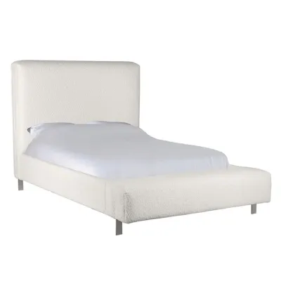 White Boucle6ft. Super King size Bed with Bench Footboard