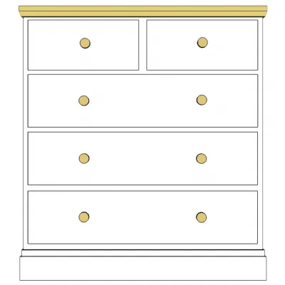 Painted and Solid Oak Top 3 + 2 Drawer Chest